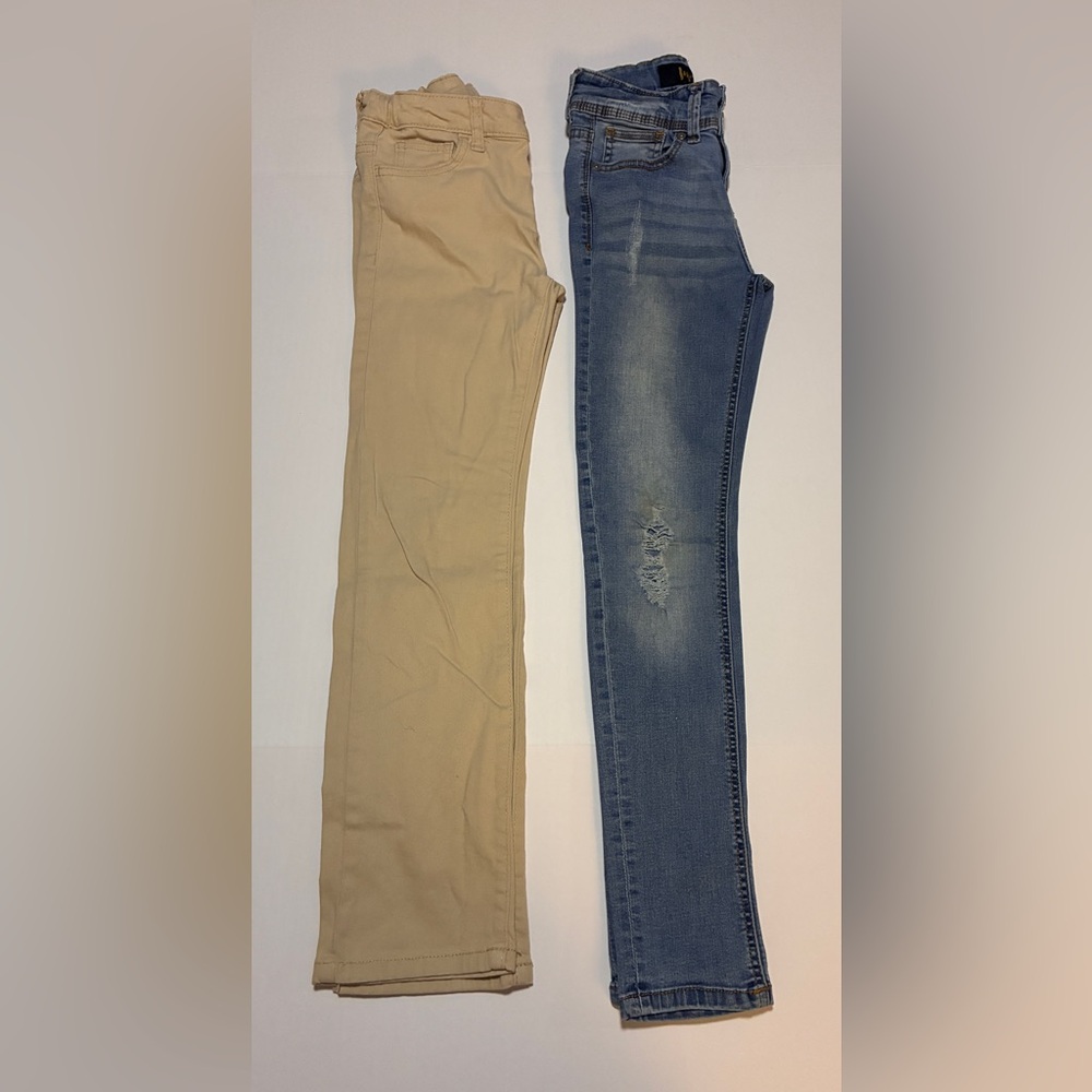 wonder nation Beige Chino & Blue Distressed Slim Jeans - 2-Pack